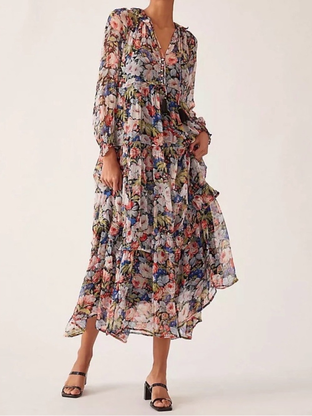 Anthropologie The Marais Printed Chiffon‎ Floral Maxi Dress